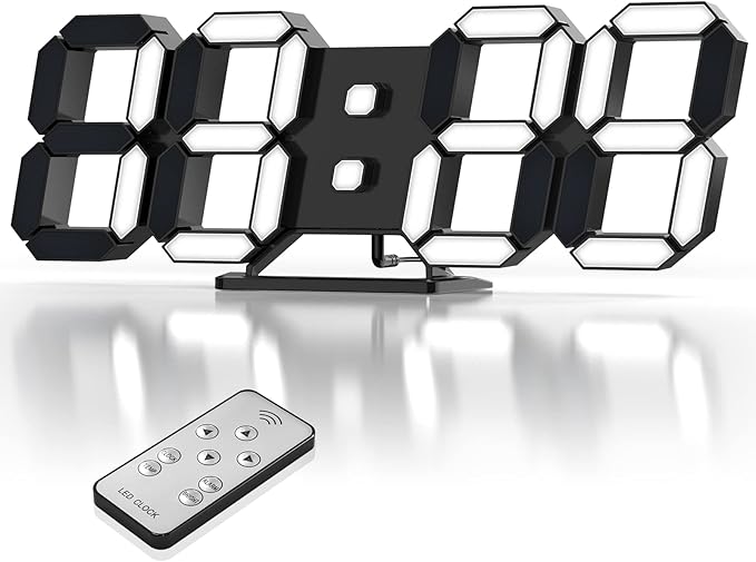 3D LED Clock Desk Alarm Clock Wall Clock by HOME