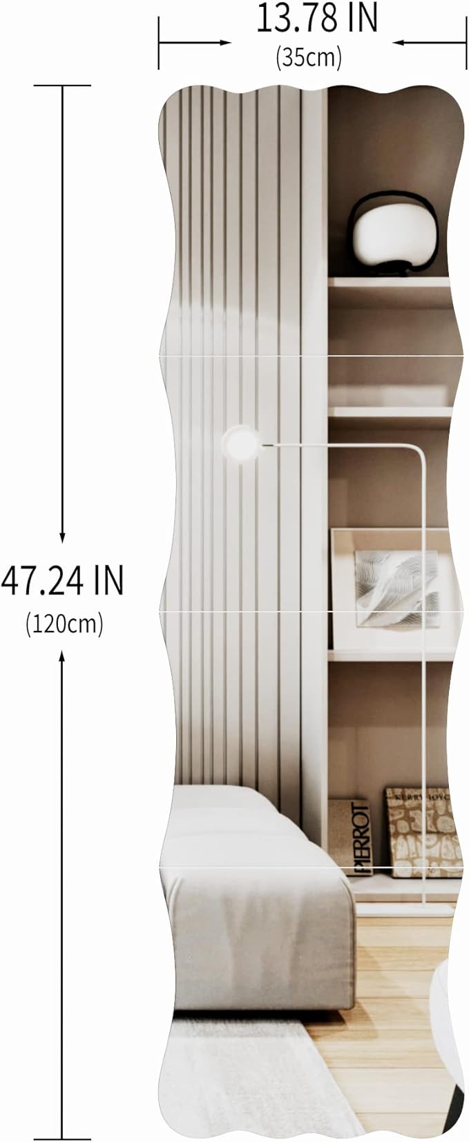 Wavy Shatterproof Full Length Wall Mirror Tiles, Unbreakable Acrylic Safety - Image 3