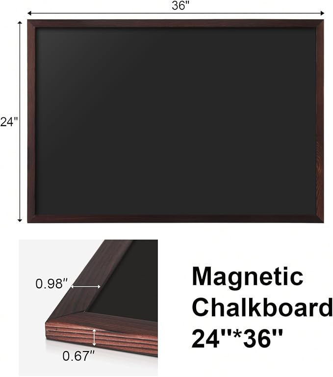 Comix Magnetic Chalkboard, 24 x 36 Inches Wooden-Framed Blackboard, Hanging - Image 6