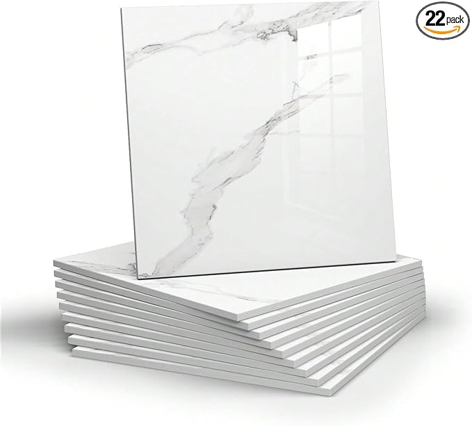 Chejiaye 22pcs Marble Peel and Stick Backsplash Waterproof Washroom Wall Panels by Chejiaye