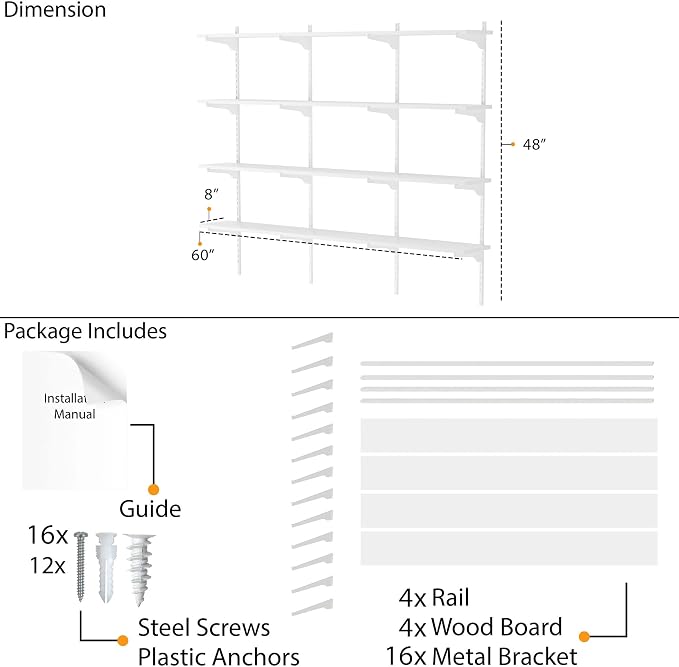 Wallniture Turin 60 inch x 8 in Wall Shelf - Image 3