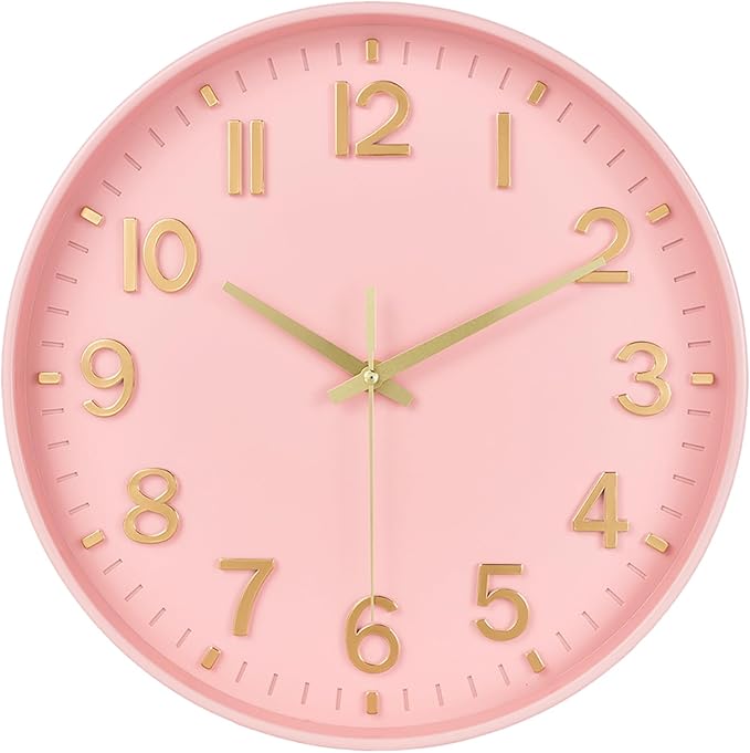 HZDHCLH Wall Clocks Battery Operated, Wall Clock Pink Gold 8 inch Wall Clock by HZDHCLH