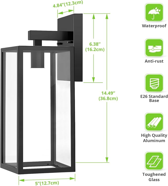 MAXvolador Outdoor Wall Sconce, Extra Large Exterior Waterproof Wall Lantern - Image 2