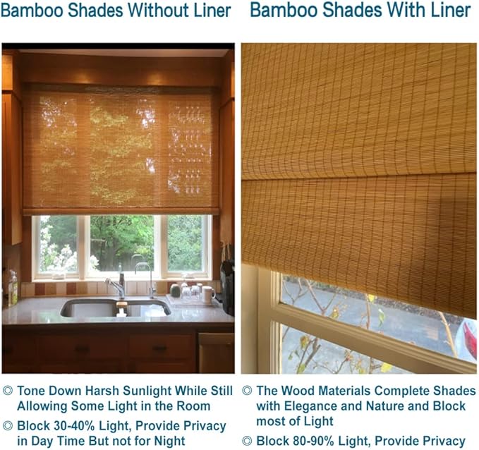 Letau No Drill No Tools Cordless Wood Window Shades Blinds, Bamboo Light - Image 6