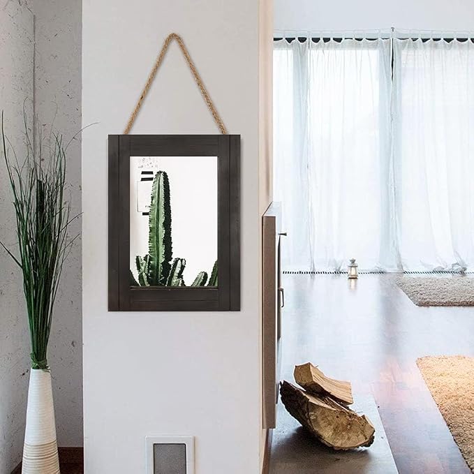Rectangle Wall Mirror for Bathroom, Distressed White Wood Decor - Image 6