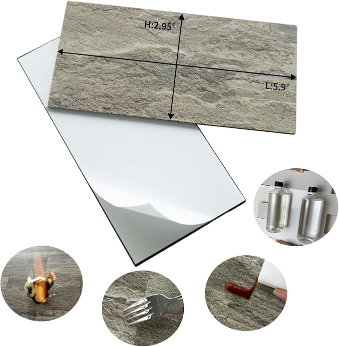 AULIGET 4-Piece Faux Stone Peel and Stick Backsplash Wall Tiles, Laundry Room - Image 6