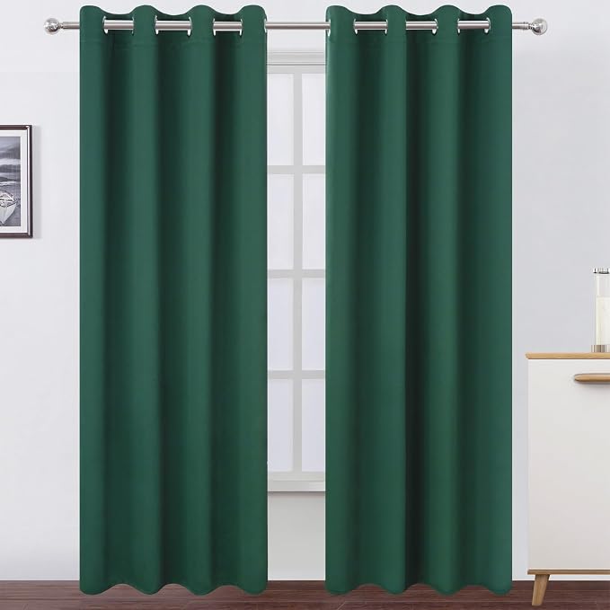 LEMOMO Blackout Curtains 52 x 120 Inch Long Dark Green Curtains Set of 2 Panels by Lemomo