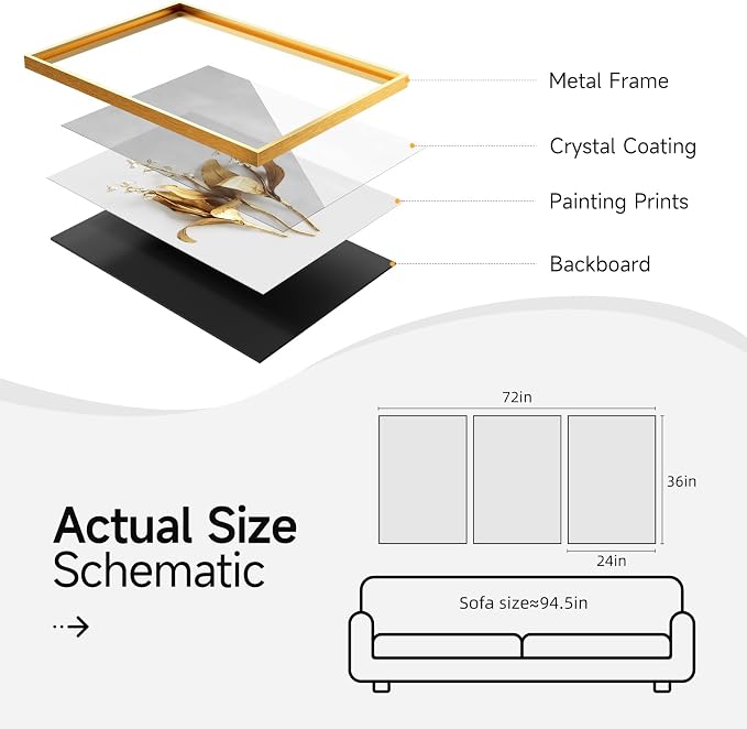 Framed Modern Luxury Large Gold Wall Art - Image 7