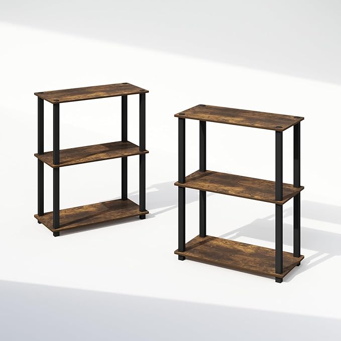 Furinno Turn-S-Tube Storage Shelves Set of 2, 3-Tier Book Shelf, Corner Shelf by Furinno-FitsYourSpaceFitsYourBudget