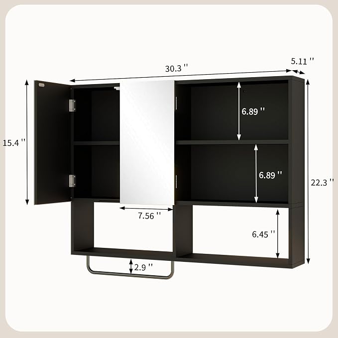 Medicine Cabinet, Wooden Bathroom Wall Cabinet - Image 2