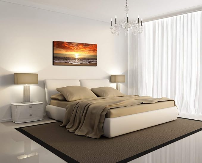 Baisuart-S0162 Canvas Prints Wall Art Sunset Ocean Beach Pictures Photo - Image 4