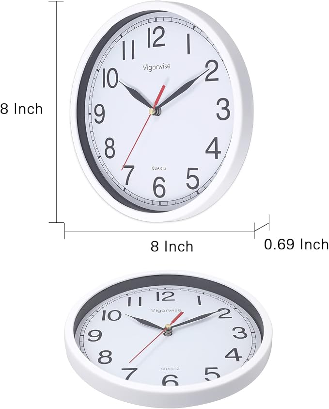 Wall Clock, 8 Inch Silent Sweep Movement Accurate Small Clocks Kitchen/Living - Image 3