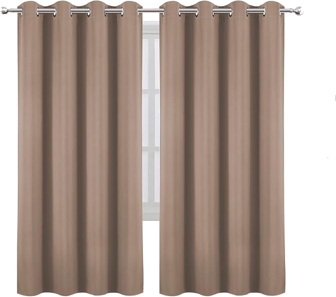 LEMOMO Blackout Curtains 66 x 72 Inch Long Cappuccino Curtains Set of 2 Panels - Image 2