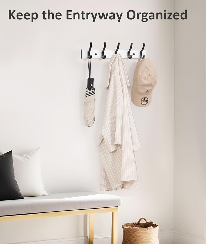 Optish Coat Rack Wall Mount, 16.5 Inches Wood Coat Hooks Wall Mount, Wall Coat - Image 4