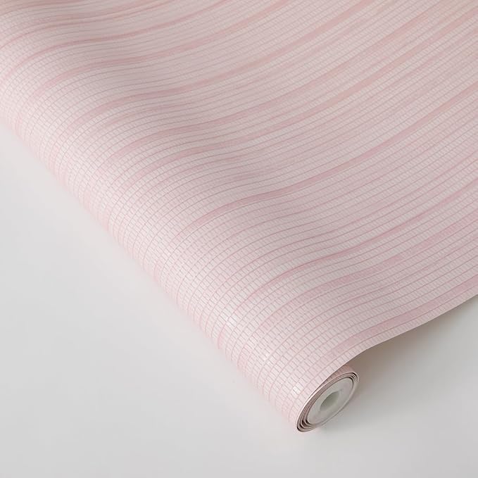 Tempaper Textured Metallic Pink Faux Grasscloth Removable Peel and Stick - Image 5