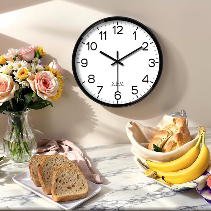 XFM Wall Clock 12 Inch Modern Small Wall Clocks Battery Operated Silent Non - Image 3