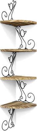 Alsonerbay Wall Mount Corner Shelves 4 Tier Floating Corner Storage Wood by Alsonerbay