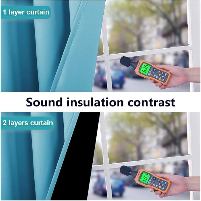 NICETOWN 100% Blackout Curtains 45 inches Long, Teal Blue, 1 Pair, 42 inches - Image 4