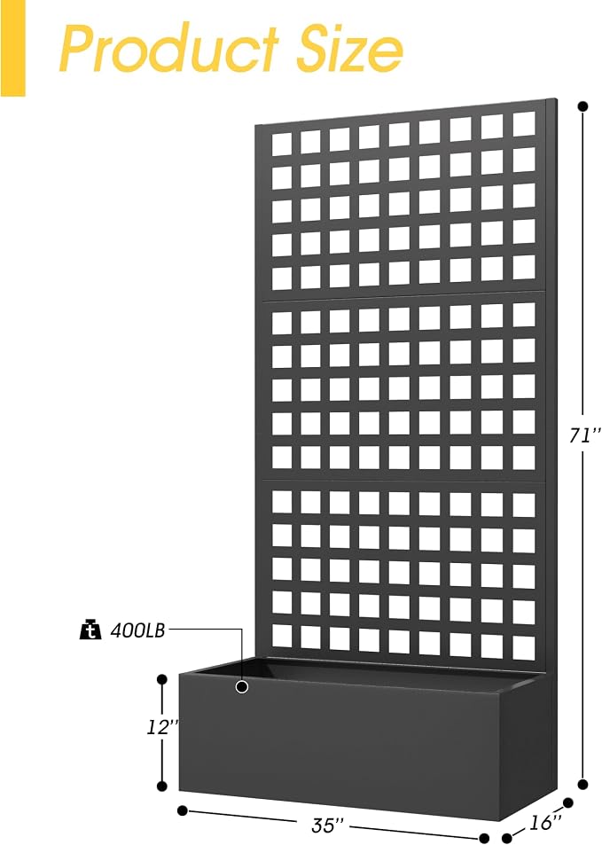 Metal Planter Box with Trellis, Planter Box Trellis with Privacy Screen and - Image 2