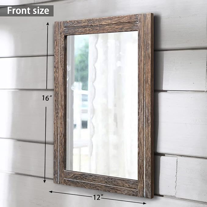AAZZKANG Mirror with Wood Framed Rectangle Rustic Wall Mirrors Decor - Image 2