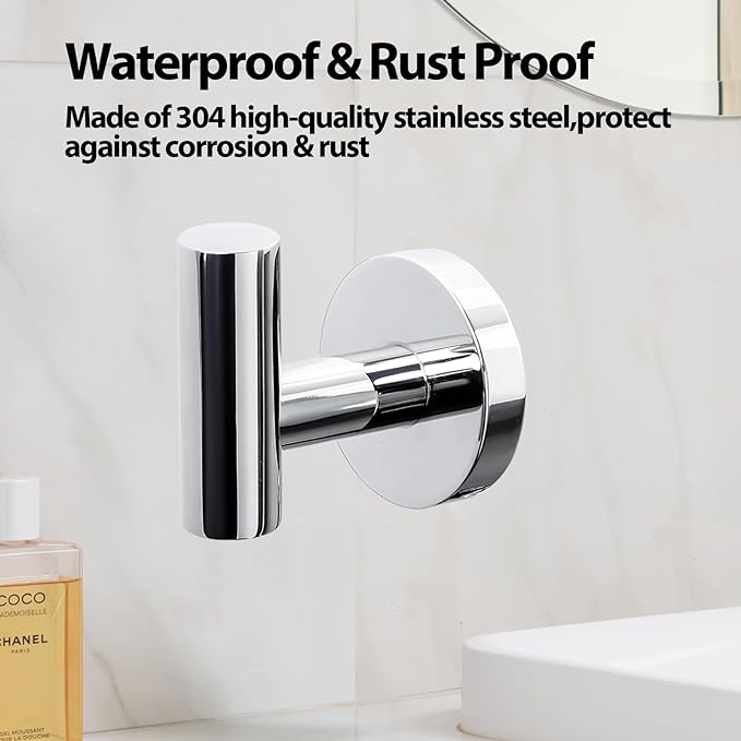 Kruodop Towel Hooks for Bathroom, 4 Packs Wall Mount Towel Holder, Stainless - Image 3