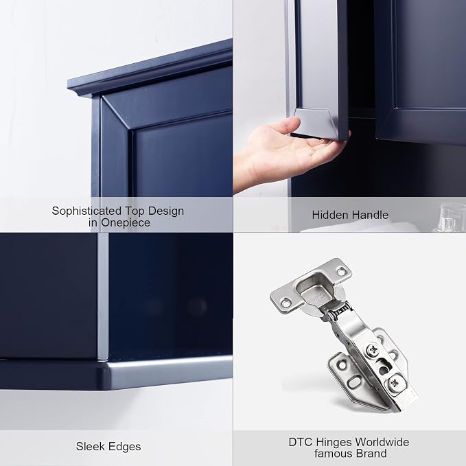 VANIRROR Navy Blue Bathroom Cabinet Wall Mounted - Image 4