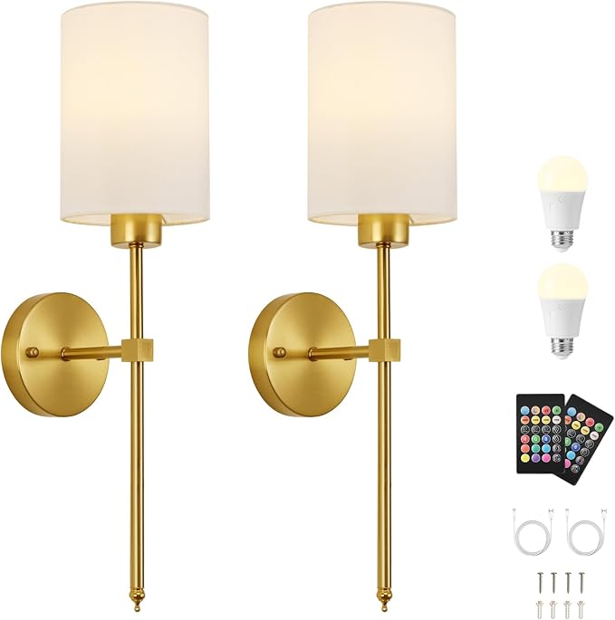 Battery Operated Wall Sconces Set of Two, Wireless Rechargeable Wall Light - Image 9