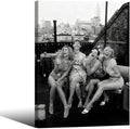 Retro Black And White Woman Framed Wall Art Fashion Rooftop Party Posters by FuSatisYilife
