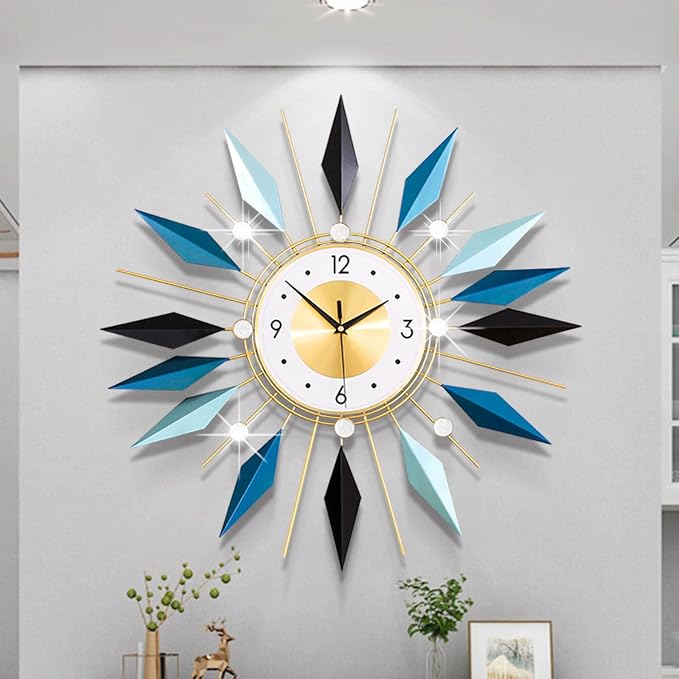 Large Metal Decorative Wall Clocks Silent Non-Ticking, 3D Modern Art Clock Home by FMTADDecorativeWallClocks