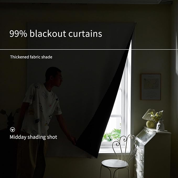 AJAZZ Self Adhesive Curtains 100% Blackout Shades Window Cover Sticky Curtain - Image 2