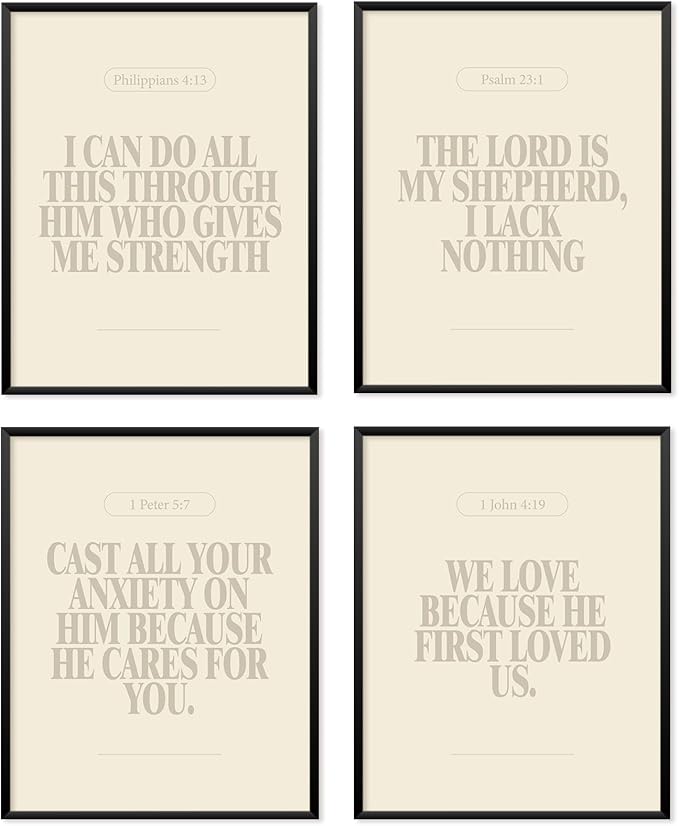 Locomiss Beige Christian Wall Art Decor Posters, Modern Bible Verse Prints by Unknown