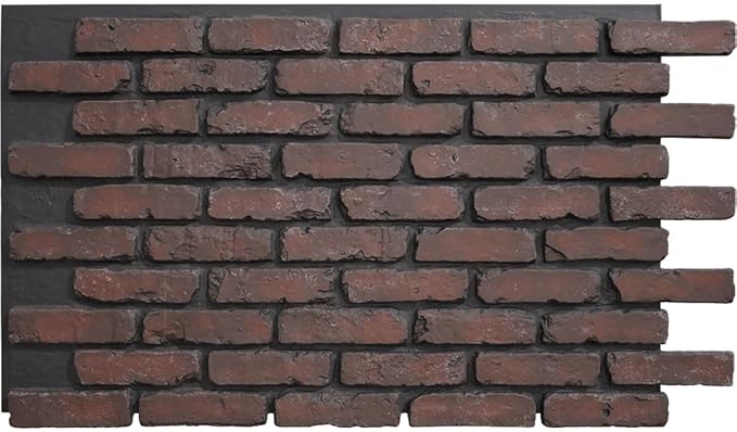 EverStone Aged Brick Faux Brick Panel, 46 7/8"W x 27"H x 1 1/4"D, Cinder Color by EkenaMillwork