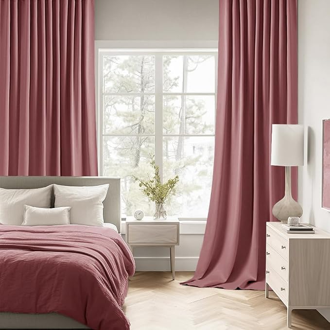 MIULEE Dusty Rose Back Tab Blackout Curtains 84 Inch Length 2 Panels Set - Image 2