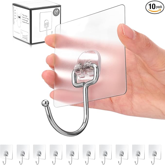 Antimbee 10-Pack All-Purpose Large Adhesive Hooks by Antimbee