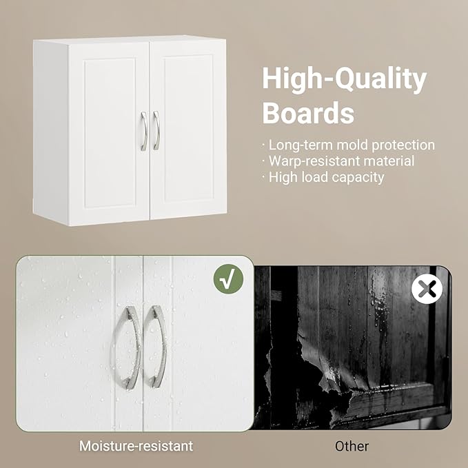 SoBuy Kitchen Wall Cabinet for Laundry Room, Medicine Cabinet for Bathroom - Image 4