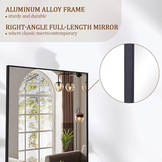 Koonmi 71"x26" Floor Mirror Full Length, Bedroom Floor Body Mirror - Image 3