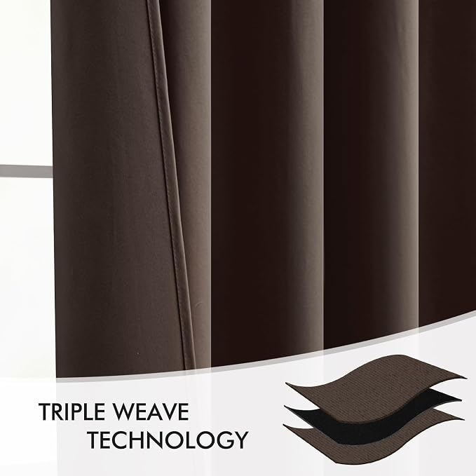 MIULEE Chocolate Brown Back Tab Blackout Curtains 120 Inch Long 2 Panels Set - Image 7