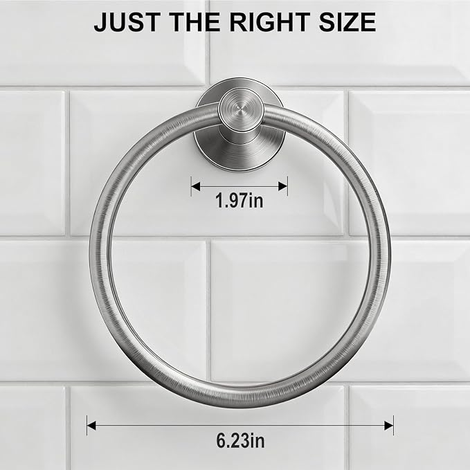 SetSail Towel Holder for Bathroom Wall Silver Towel Ring Stainless Steel Hand - Image 2