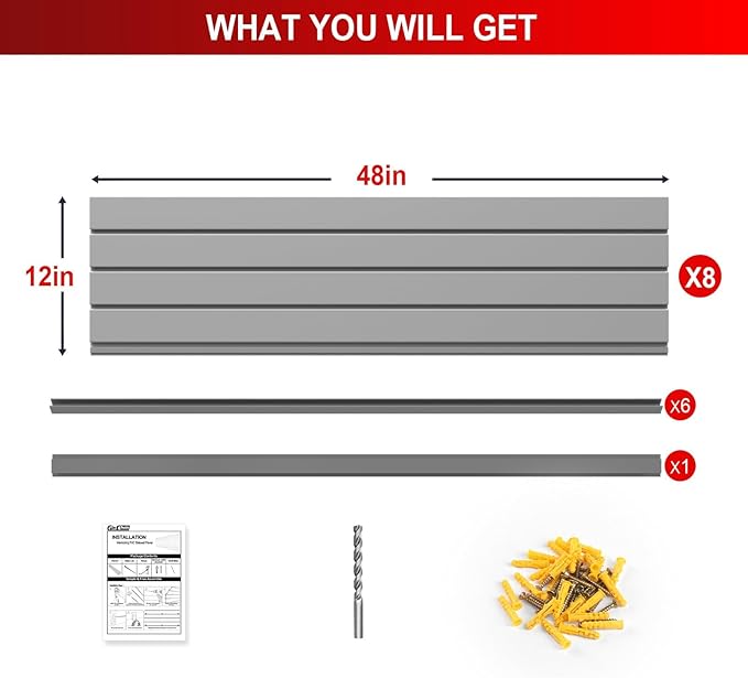 4 x 8 FT Slatwall Panel Garage Wall Organizer, Heavy Duty Slat Wall Paneling - Image 3