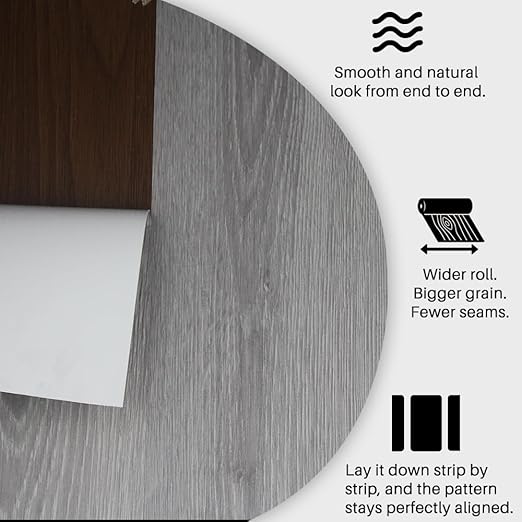 Wood Grain Peel and Stick Floor Tiles – 11.8” Width, Full Roll Length of 118" – - Image 3