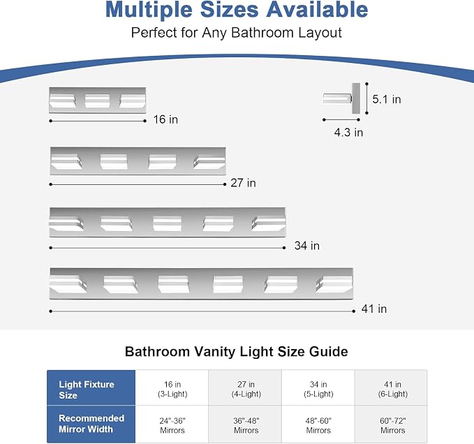 Modern LED Small Bathroom Lights Fixtures 3-Light, Stainless Steel Chrome - Image 4