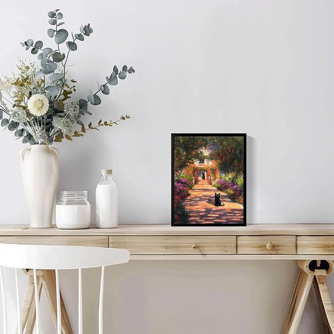 Hamduker Garden Black Cat Wall Art Pictures Funny Preppy Cat Wall Art Decor - Image 4