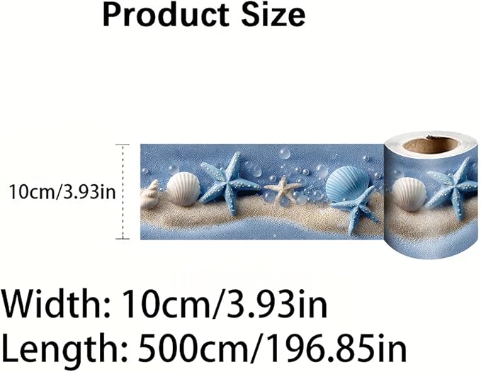 Beach Seashell Wallpaper Border 196x4 Inch Peel and Stick Wall Border Self - Image 8