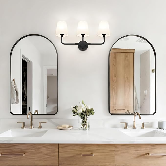 MOKATNG Bathroom Light Fixtures, 3-Light Matte Black Vanity Lights, Bathroom - Image 4