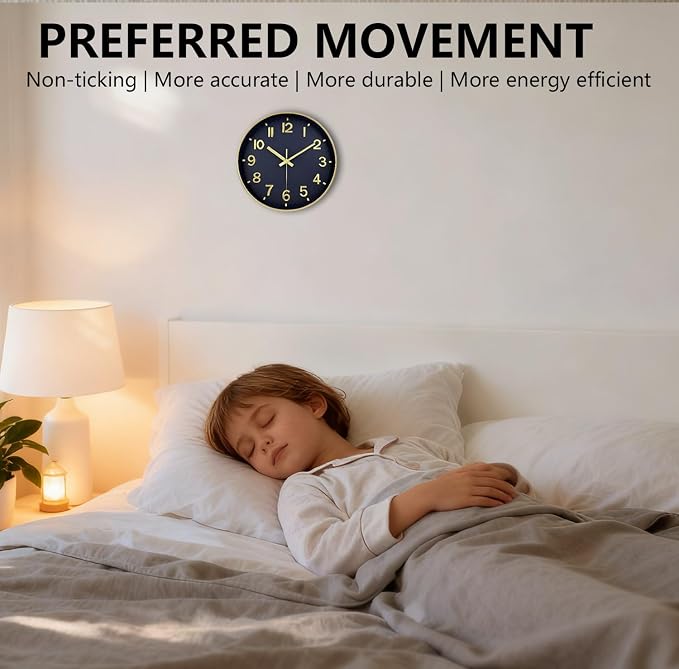 Modern Wall Clock, 10 Inch Digital Wall Clocks Battery Operated, Round Non - Image 4
