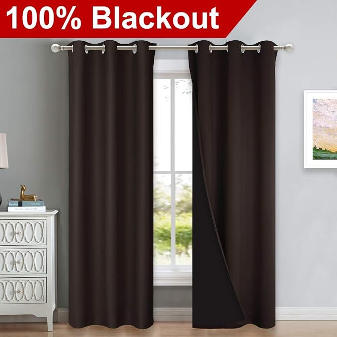 NICETOWN Blackout Curtains 80 inches Long, 2 Pieces, Full Light Blocking Drapes - Image 2
