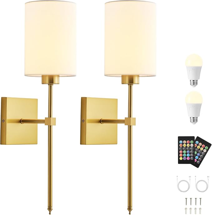 KARTOOSH Battery Operated Wall Sconce Set of Two, Wireless Rechargeable Wall - Image 9