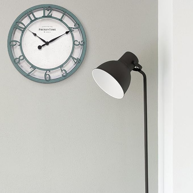 Presentime & Co 10" Farmhouse Series Wall Clock, Shiplap Style, Silent No - Image 5