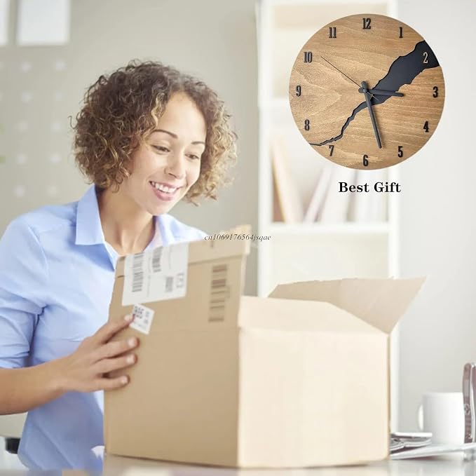 12Inch Simple Cracked Wooden Wall Clock - Image 6