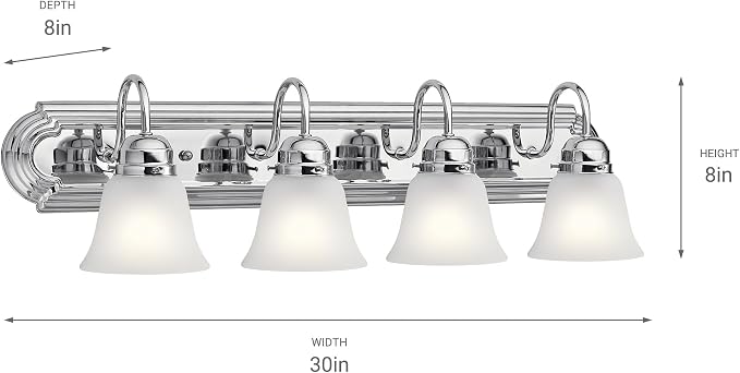 Kichler 30" 4-Light Vanity Bath Light in Chrome, Modern Bathroom Light - Image 9